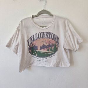 Yellowstone Cropped Oversized Boxy Tee Shirt Wyoming White Grunge Skater Y2K L